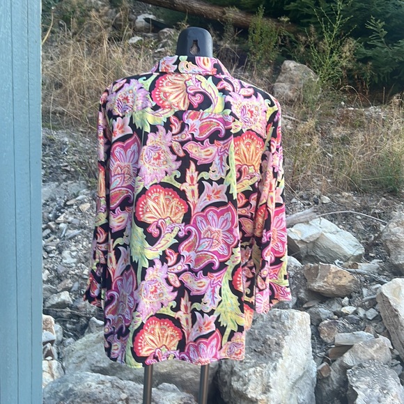 Ralph Lauren NWOT 3/4 sleeve button up beautiful bright floral print size 2XL - Picture 5 of 12